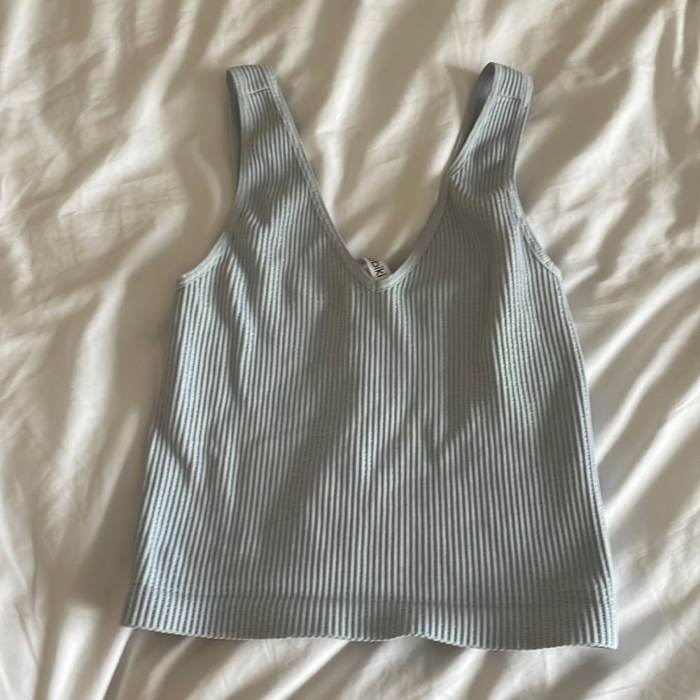 Blue ripped v-neck tank top